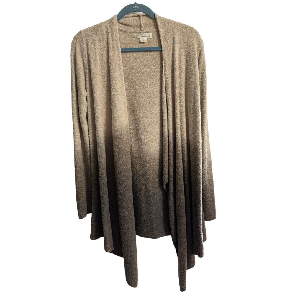 Barefoot Dreams Cardigan Sweater Womens S/M Tan Brown Ombre Bamboo Chic Lite